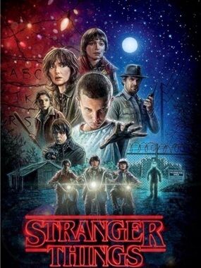 Stranger Things Poster - Blue, Red & Black Home Art